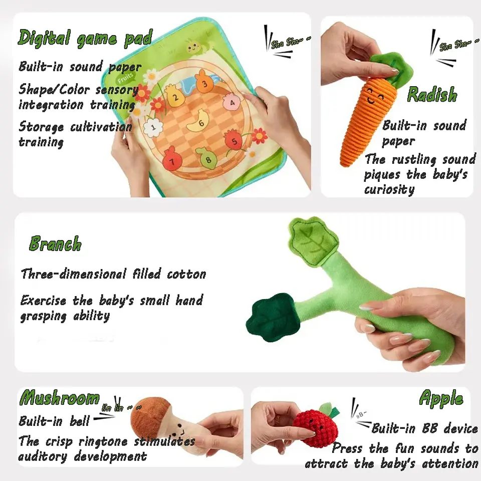 Plush Carrot Pulling Toy – Montessori Sensory Play 4