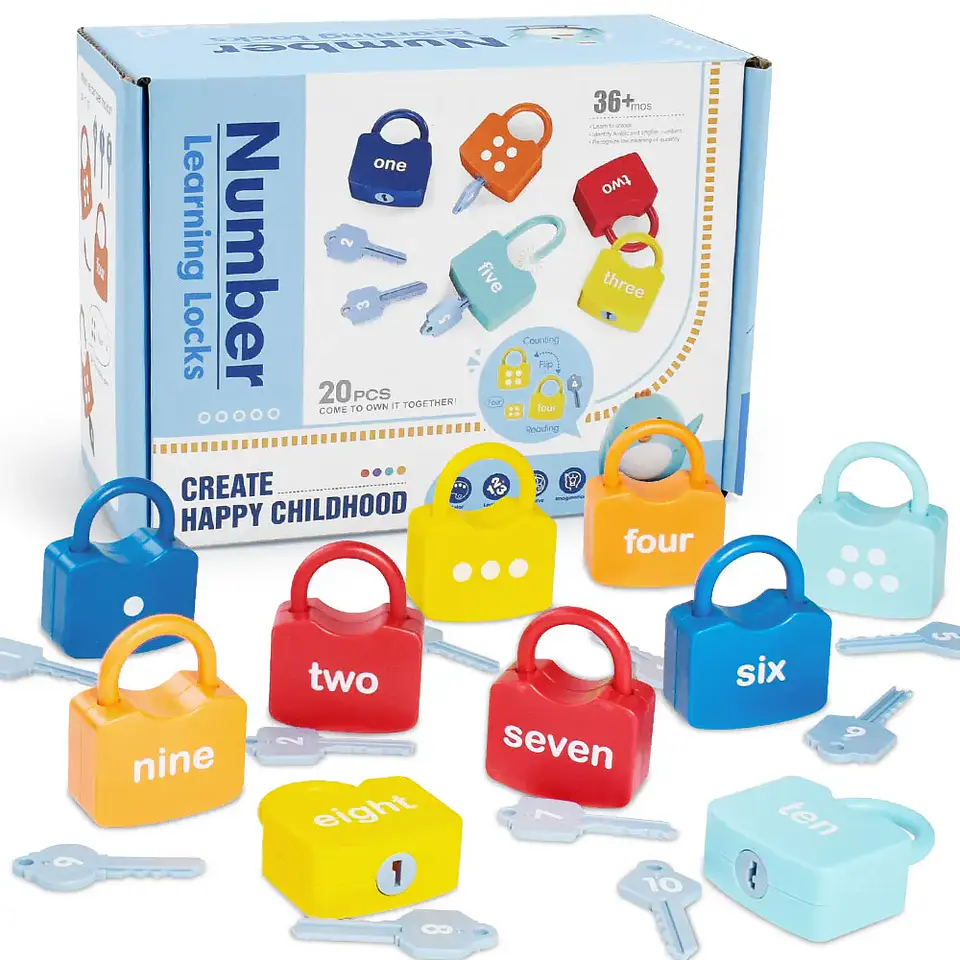 Alphabet Lock & Key Toy Set – Number Matching 3