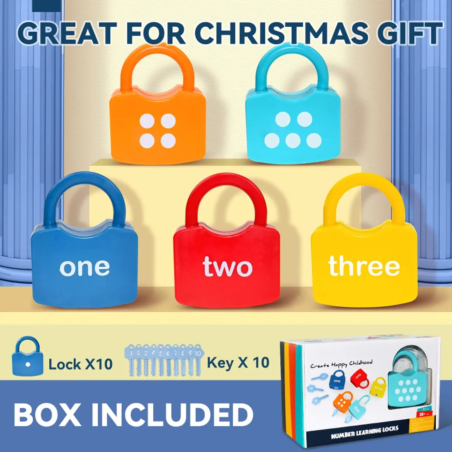 Alphabet Lock & Key Toy Set – Number Matching 6