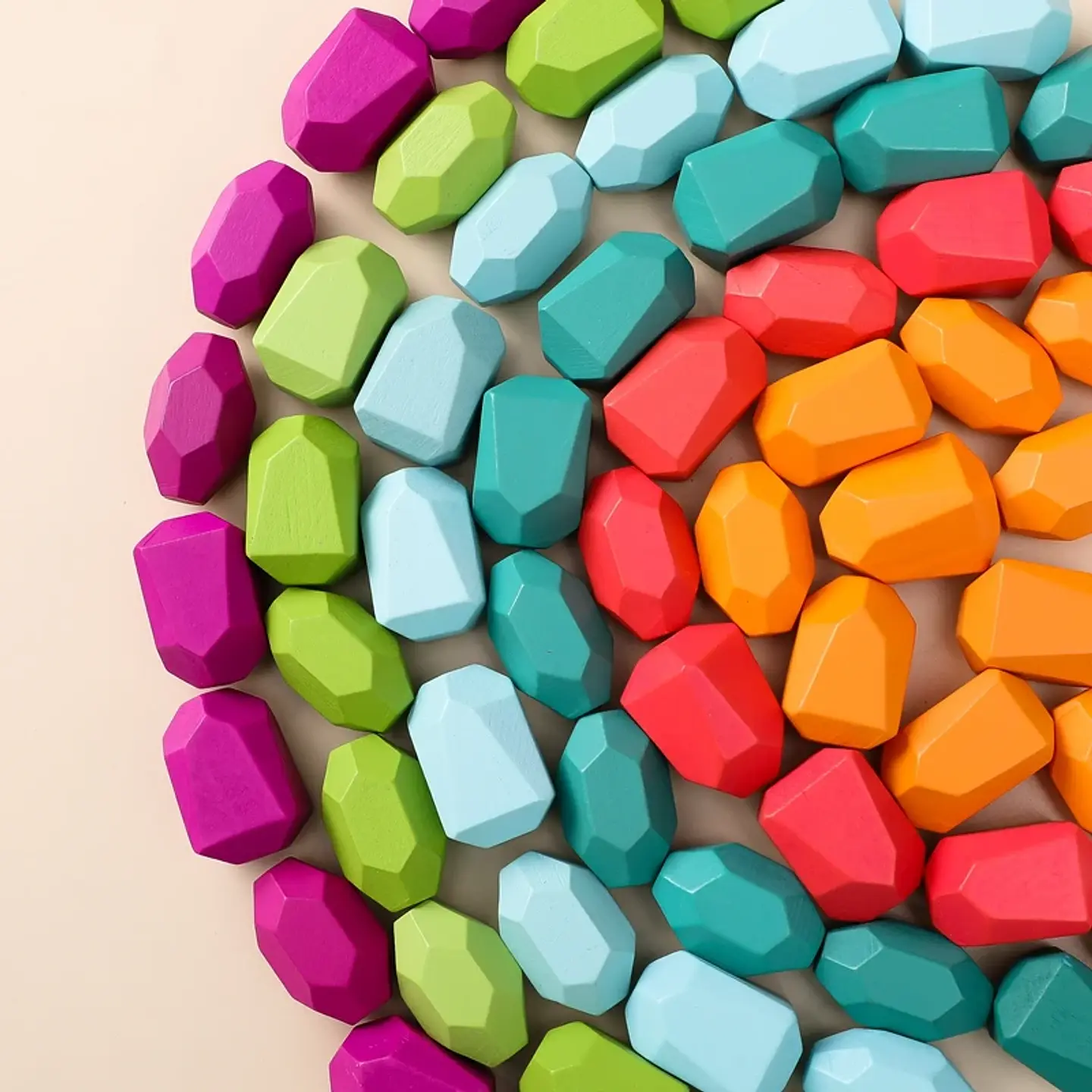Rainbow Stone Stacking Set – Wooden Balancing Game 12