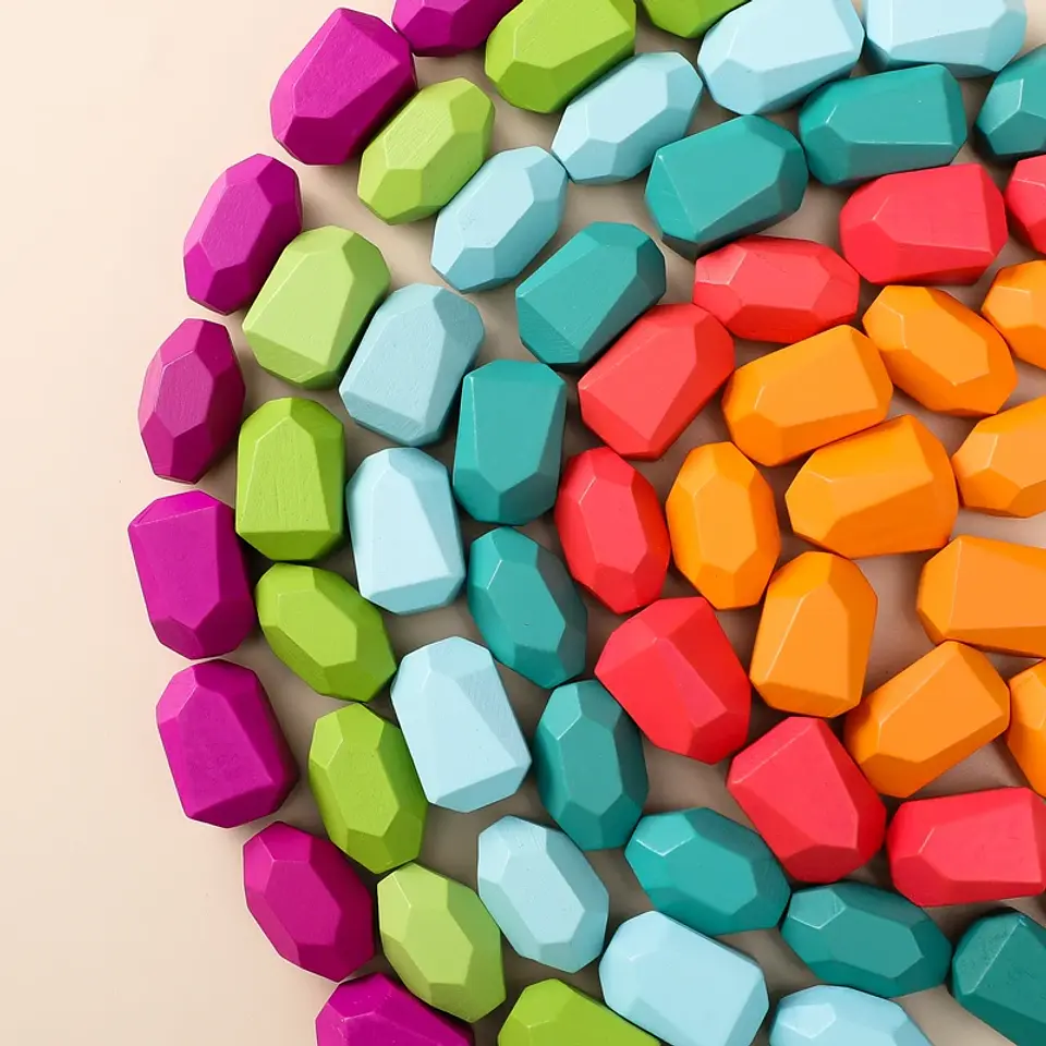 Rainbow Stone Stacking Set – Wooden Balancing Game 12