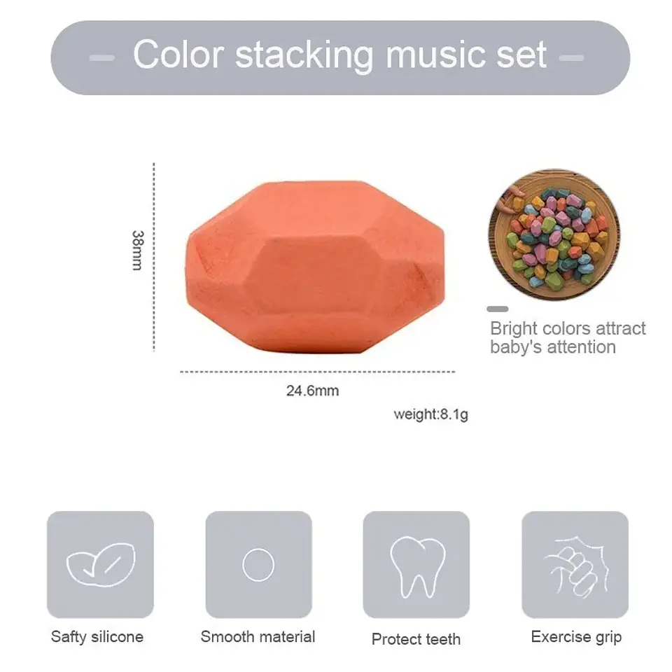 Rainbow Stone Stacking Set – Wooden Balancing Game 14