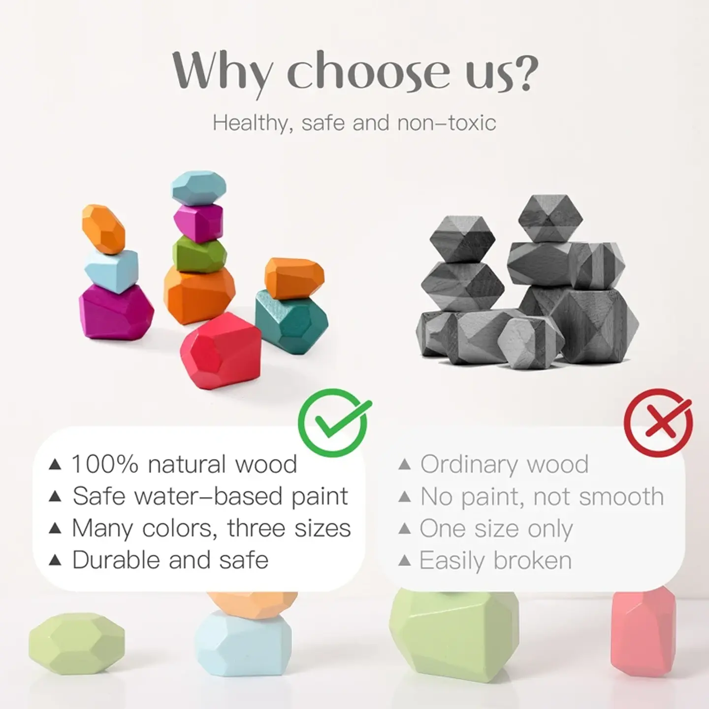 Rainbow Stone Stacking Set – Wooden Balancing Game 22