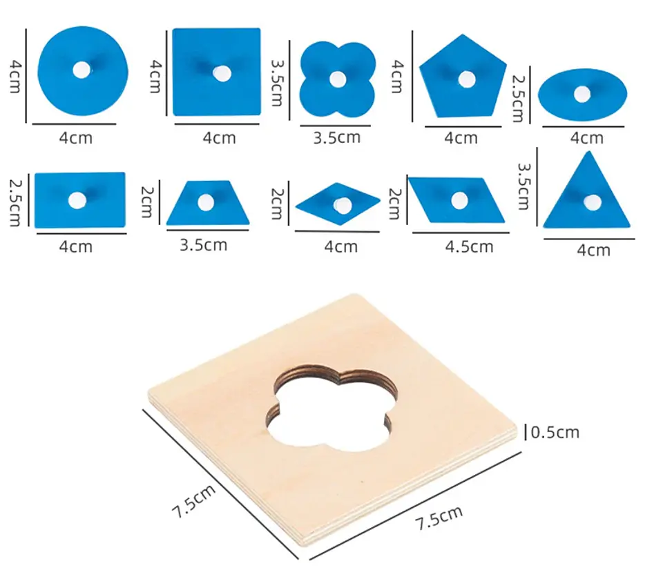 Montessori Wooden Math Set – Geometry & Fractions 25