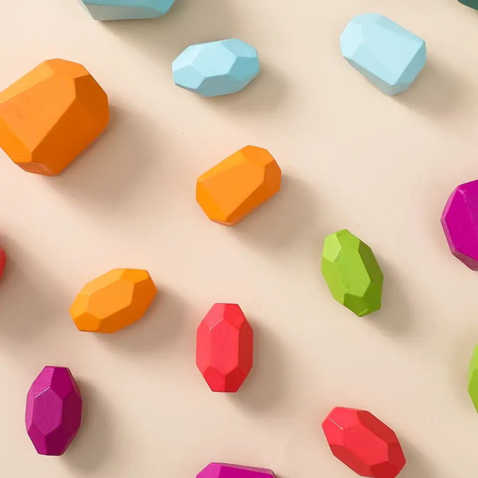 Rainbow Stone Stacking Set – Wooden Balancing Game 25