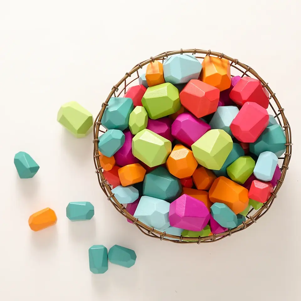 Rainbow Stone Stacking Set – Wooden Balancing Game 29