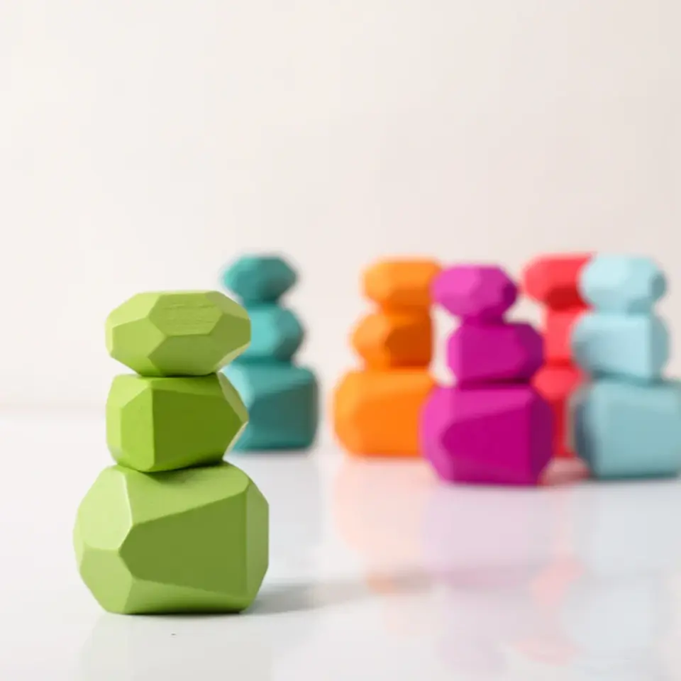 Rainbow Stone Stacking Set – Wooden Balancing Game 31