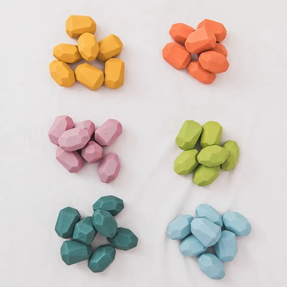 Rainbow Stone Stacking Set – Wooden Balancing Game 32