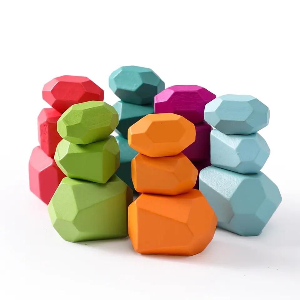 Rainbow Stone Stacking Set – Wooden Balancing Game 33