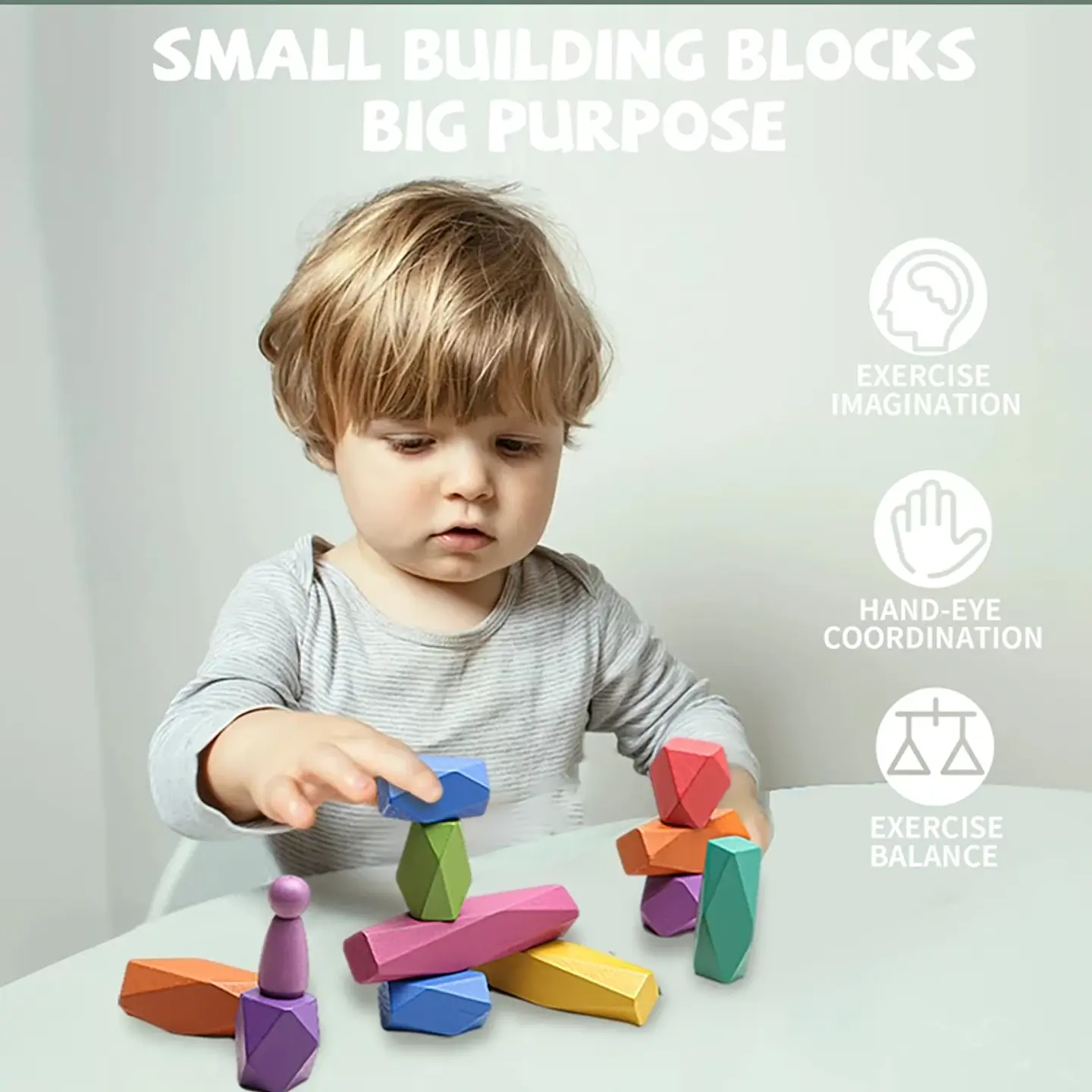 Rainbow Stone Stacking Set – Wooden Balancing Game 39