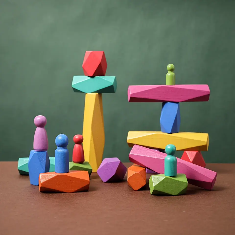 Rainbow Stone Stacking Set – Wooden Balancing Game 42