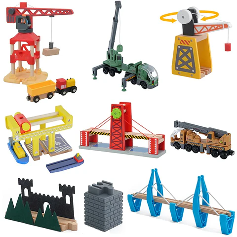 Wooden Train Track Mountain Bridge Accessory Set