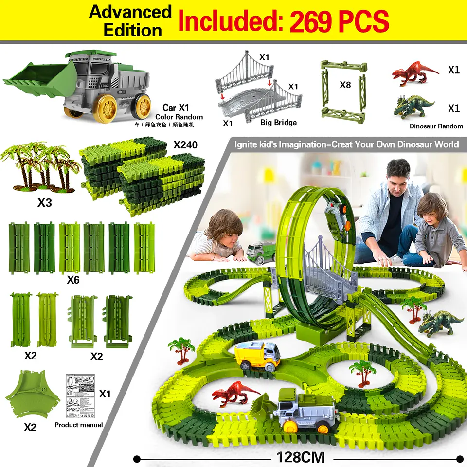 Dinosaur Racing Track Set – Flexible Climbing Rail 7