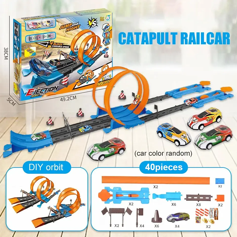 DIY Stunt Racing Track Set – Pull-Back Cars 7