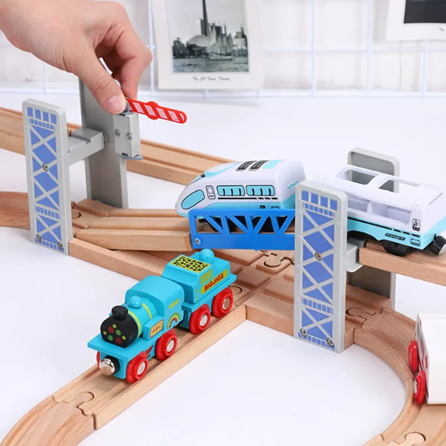 Wooden Train Track Mountain Bridge Accessory Set 3
