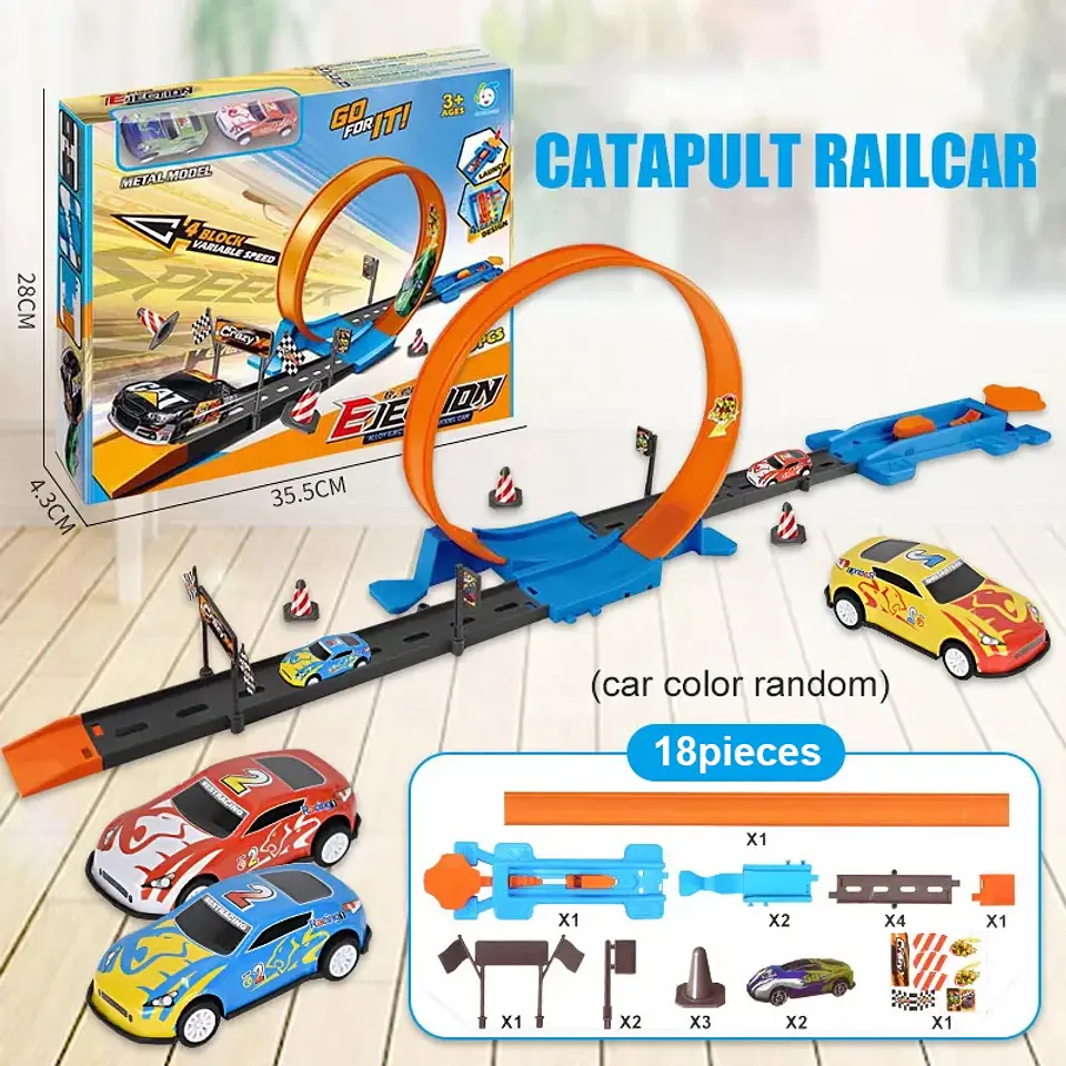 DIY Stunt Racing Track Set – Pull-Back Cars 9