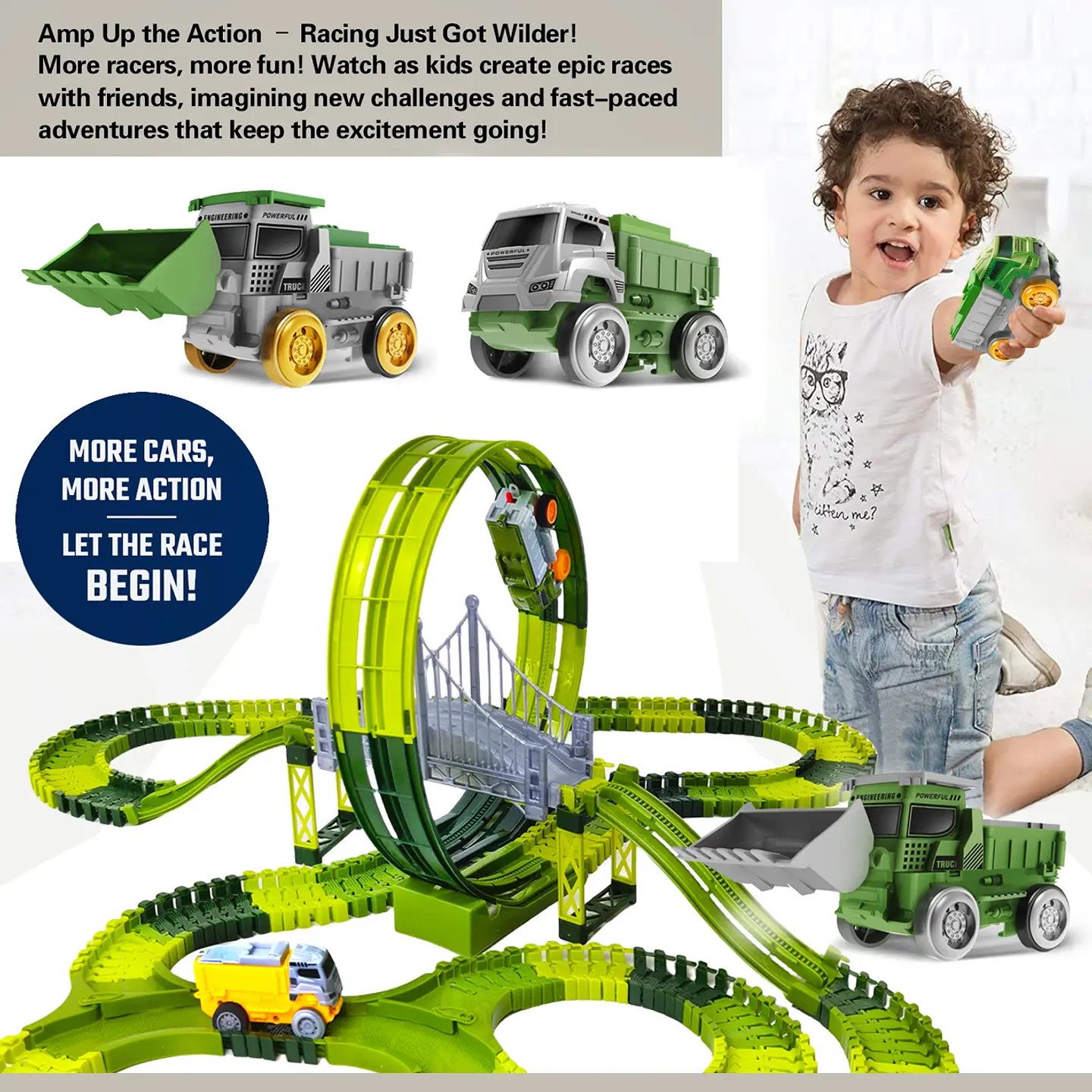 Dinosaur Racing Track Set – Flexible Climbing Rail 11