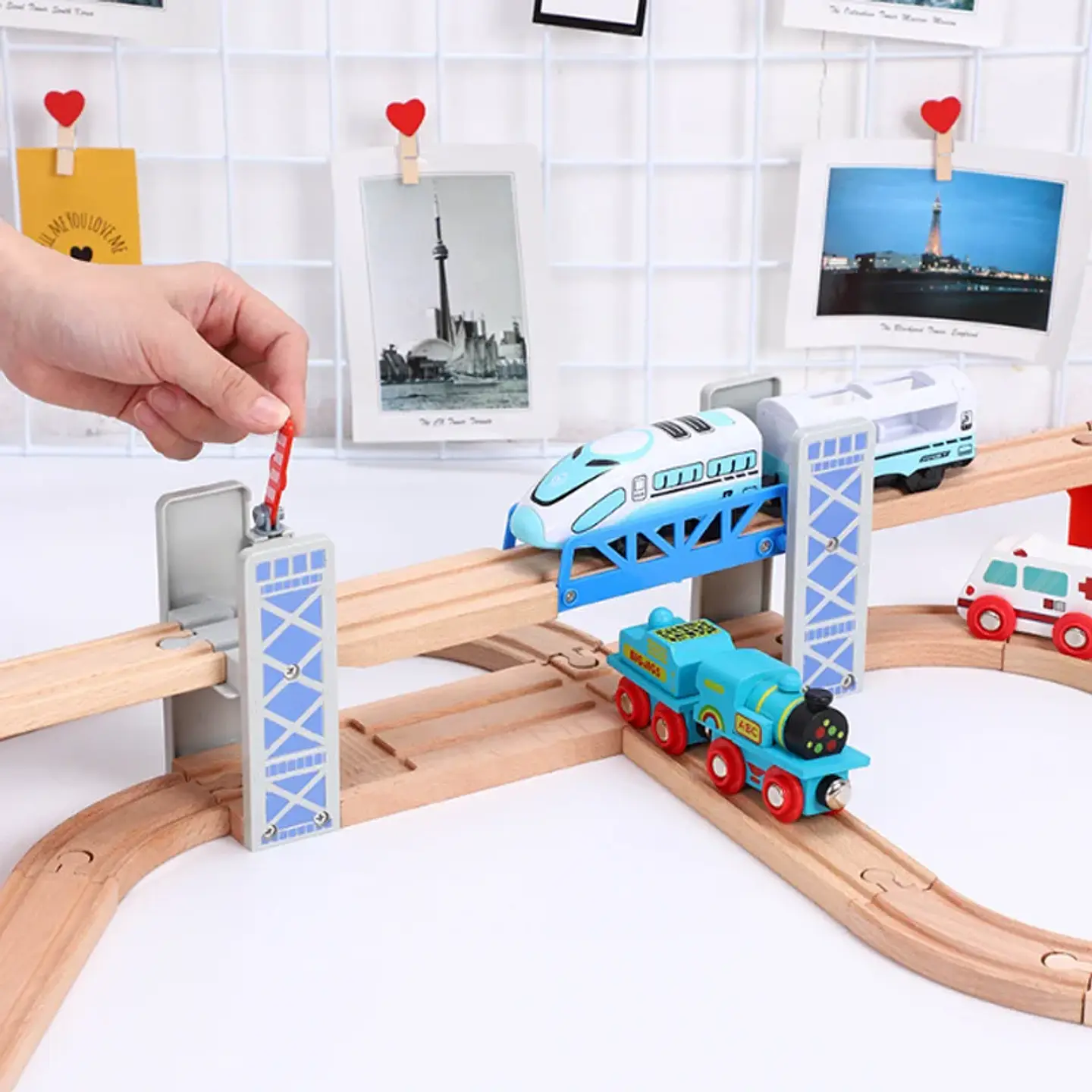 Wooden Train Track Mountain Bridge Accessory Set 5