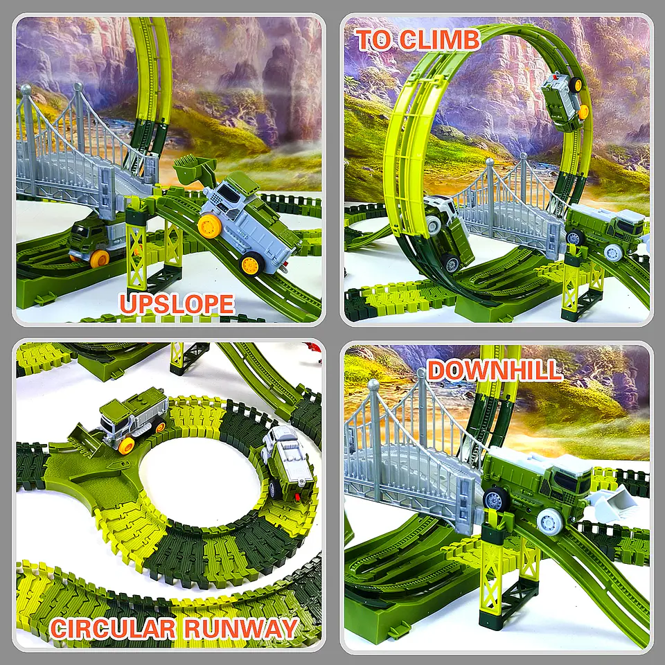 Dinosaur Racing Track Set – Flexible Climbing Rail 14
