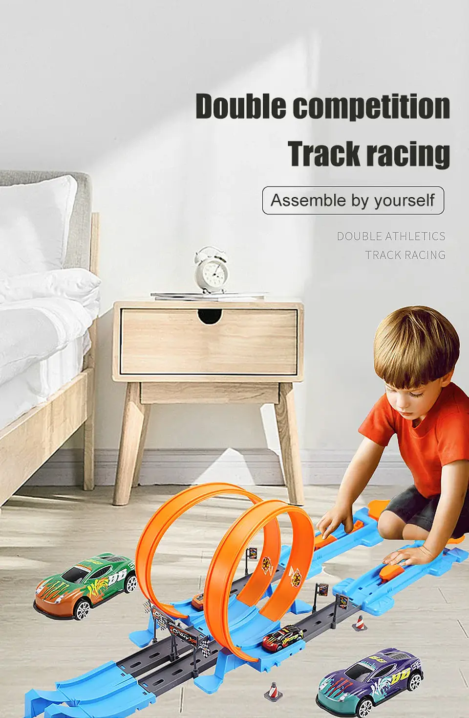 DIY Stunt Racing Track Set – Pull-Back Cars 14