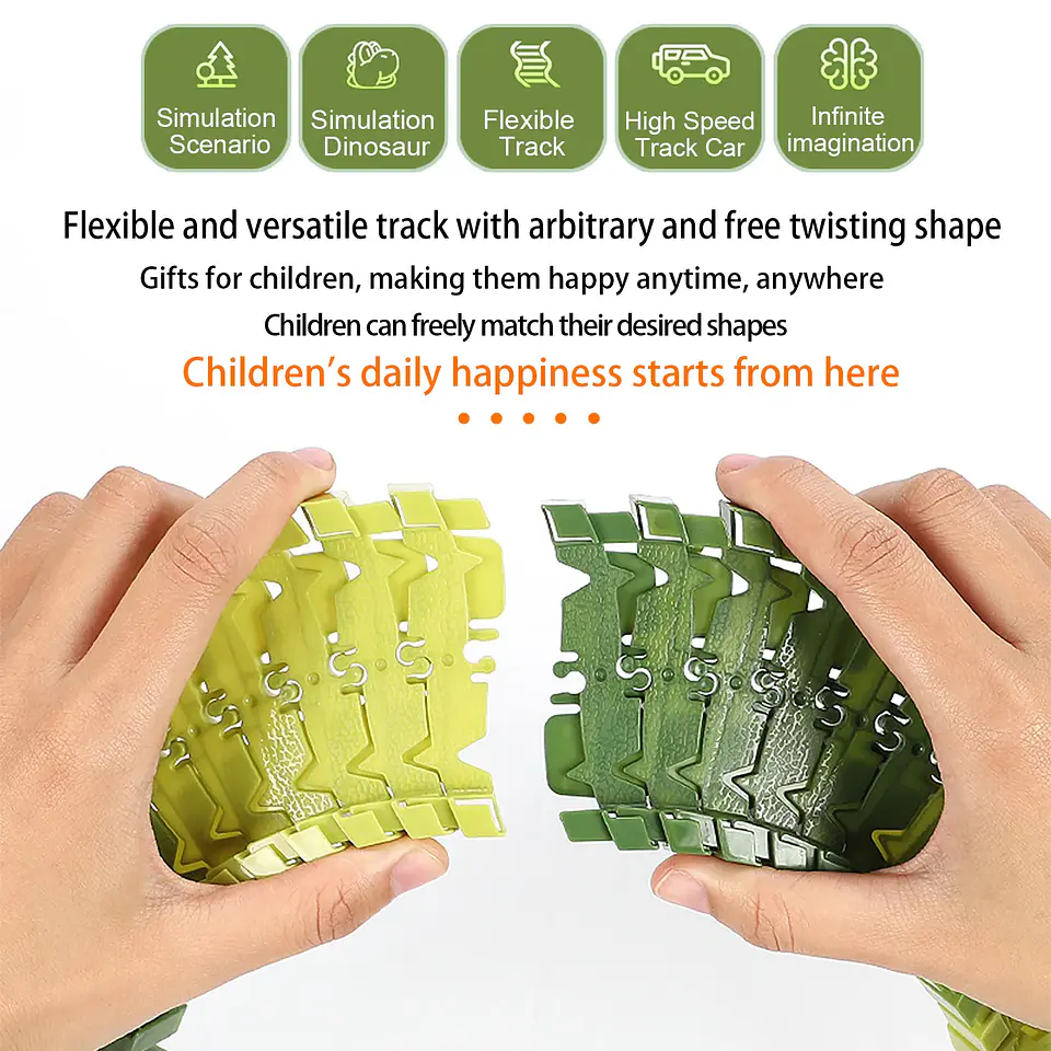 Dinosaur Racing Track Set – Flexible Climbing Rail 21