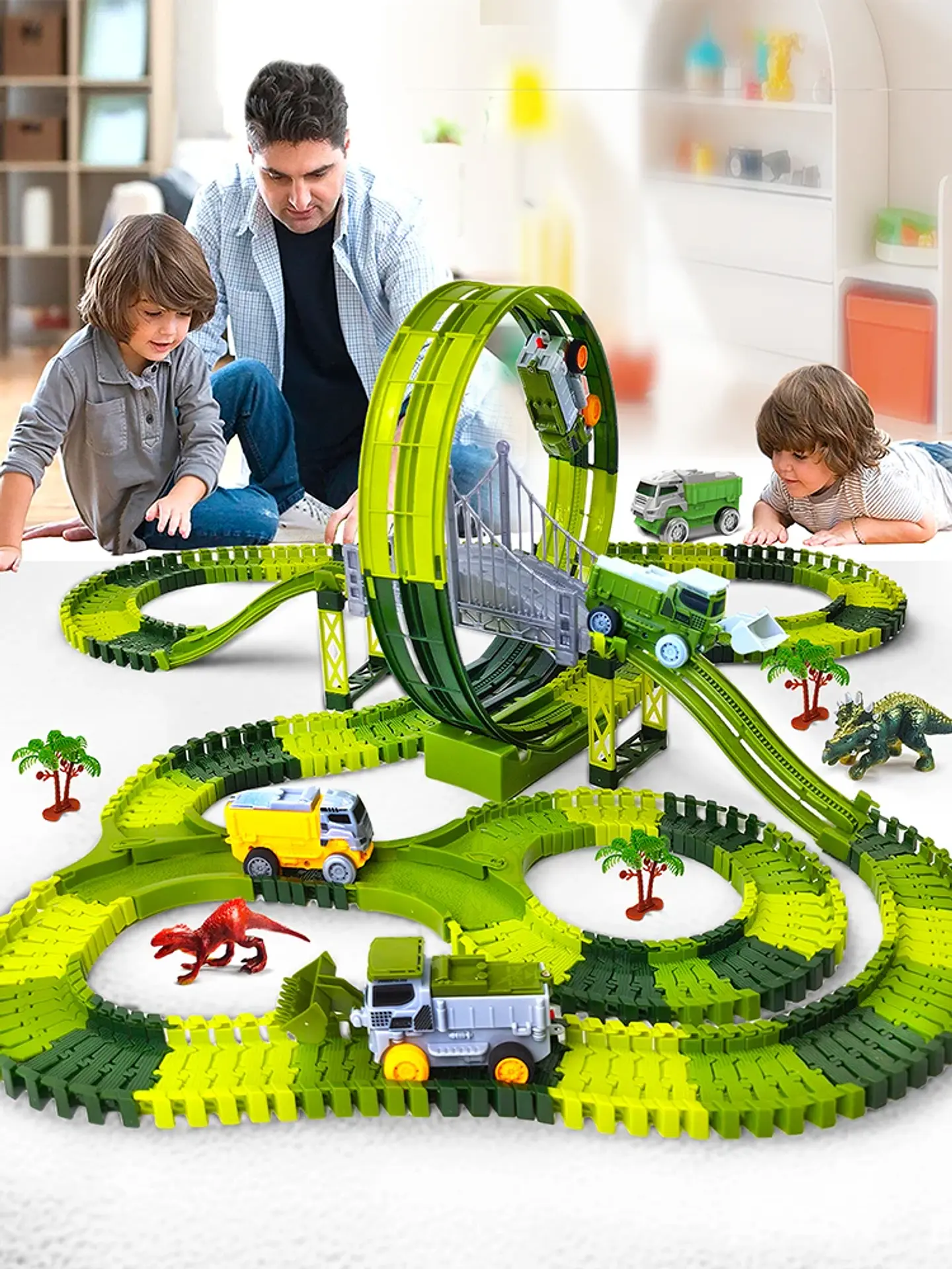 Dinosaur Racing Track Set – Flexible Climbing Rail 23