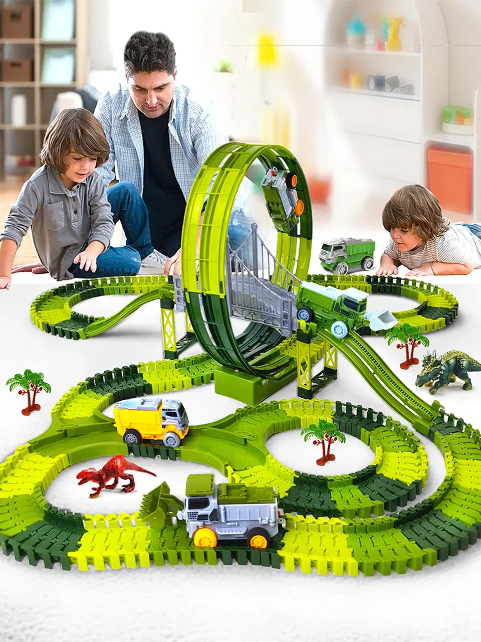 Dinosaur Racing Track Set – Flexible Climbing Rail 23