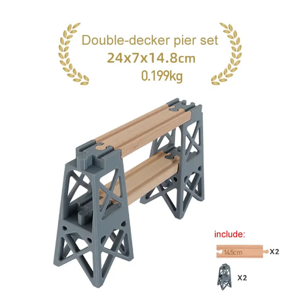 Wooden Train Track Mountain Bridge Accessory Set 27
