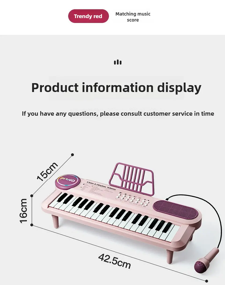 Kids Electric Piano 37-Key – With Microphone 9