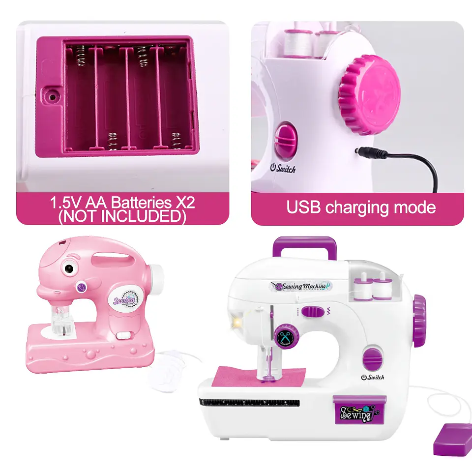 Toy Sewing Machine – Portable with Fabric 5