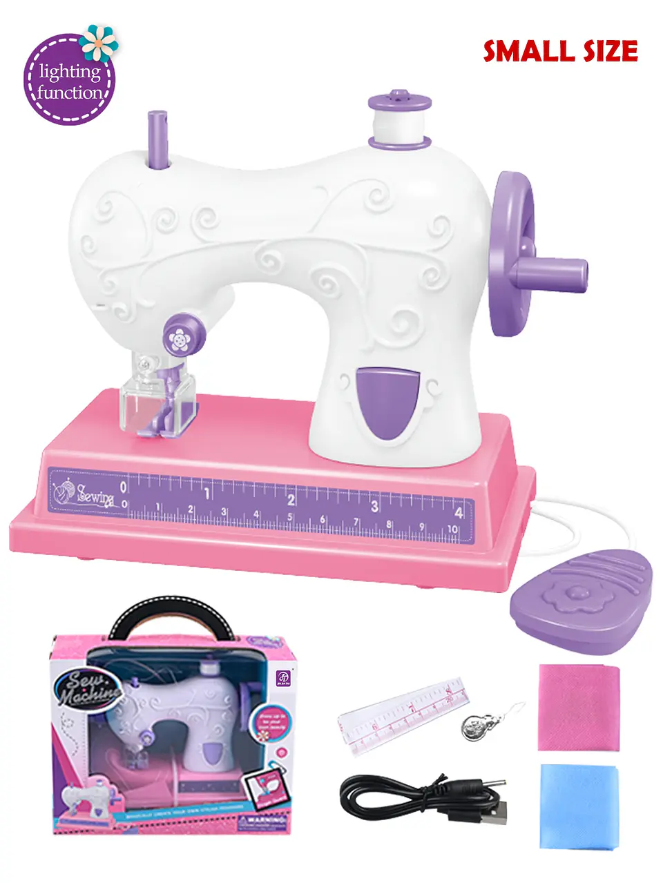 Toy Sewing Machine – Portable with Fabric 8