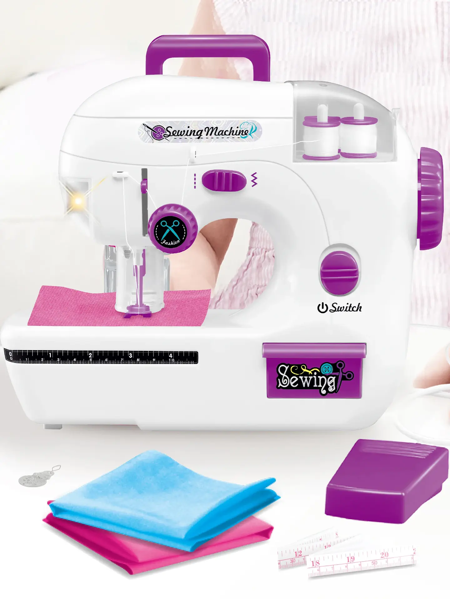 Toy Sewing Machine – Portable with Fabric 11