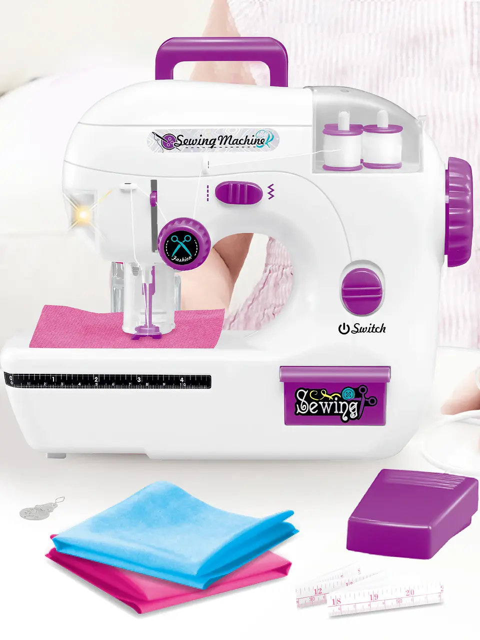 Toy Sewing Machine – Portable with Fabric 11