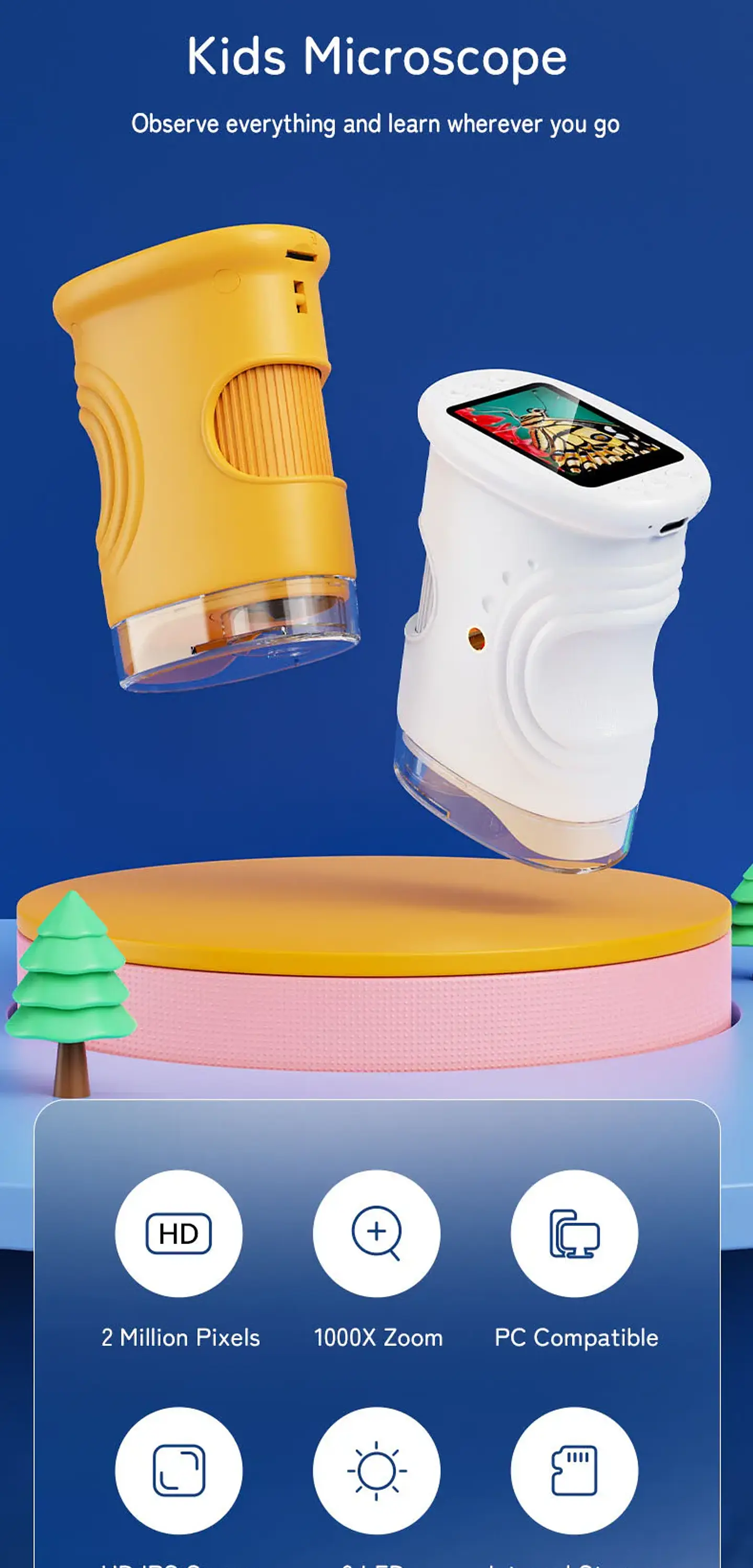 Rechargeable Pocket Microscope – 1000X for Kids 12