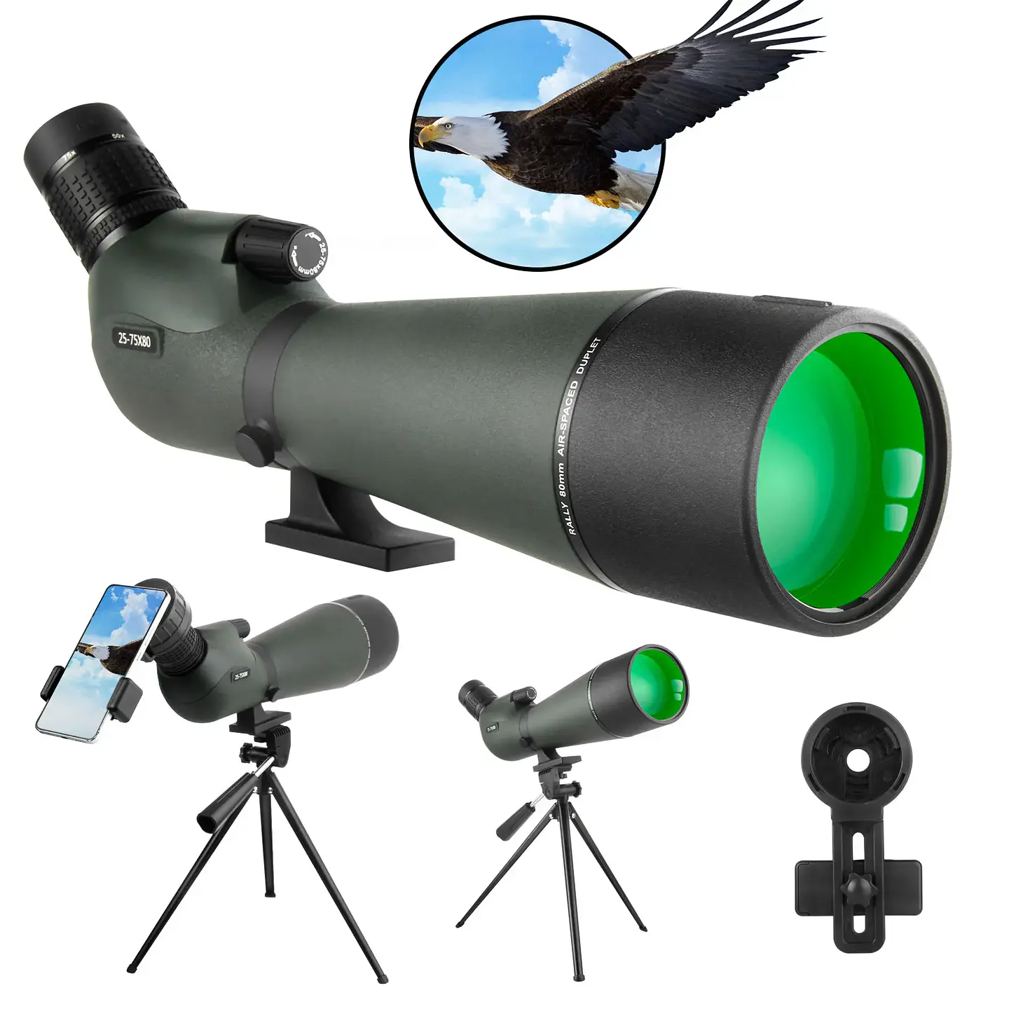 25-75x Spotting Scope – With Tripod & Phone Adapter 1