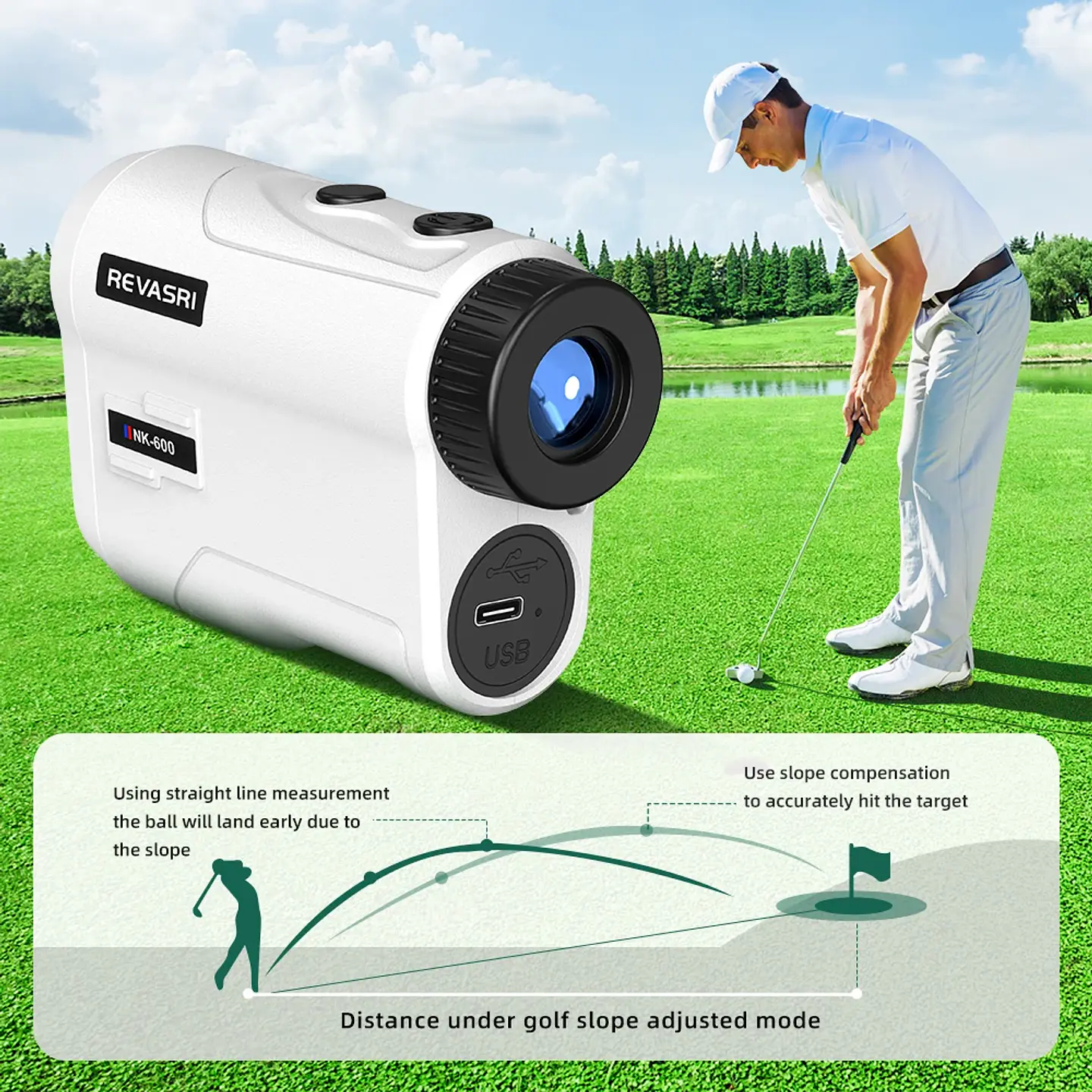 Golf Laser Rangefinder – Rechargeable 1000m 3