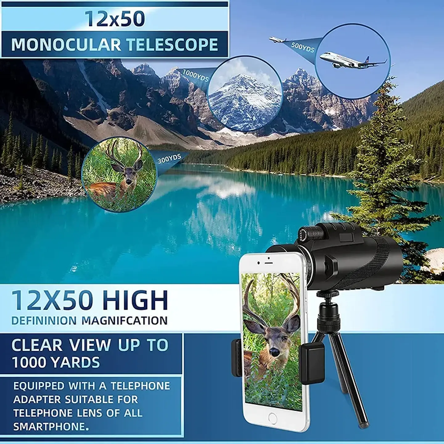80x100 HD Zoom Monocular Telescope – Portable 13