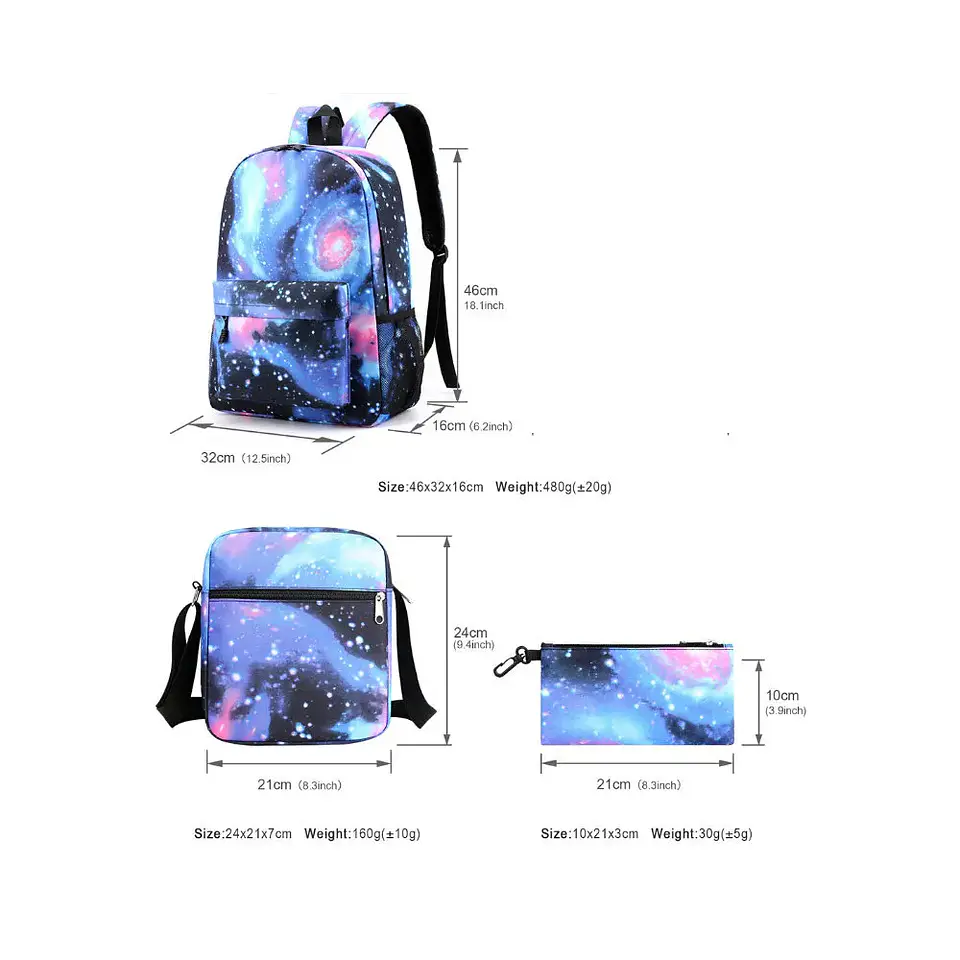 Lightweight Casual Backpack Set – 3 Pieces 2