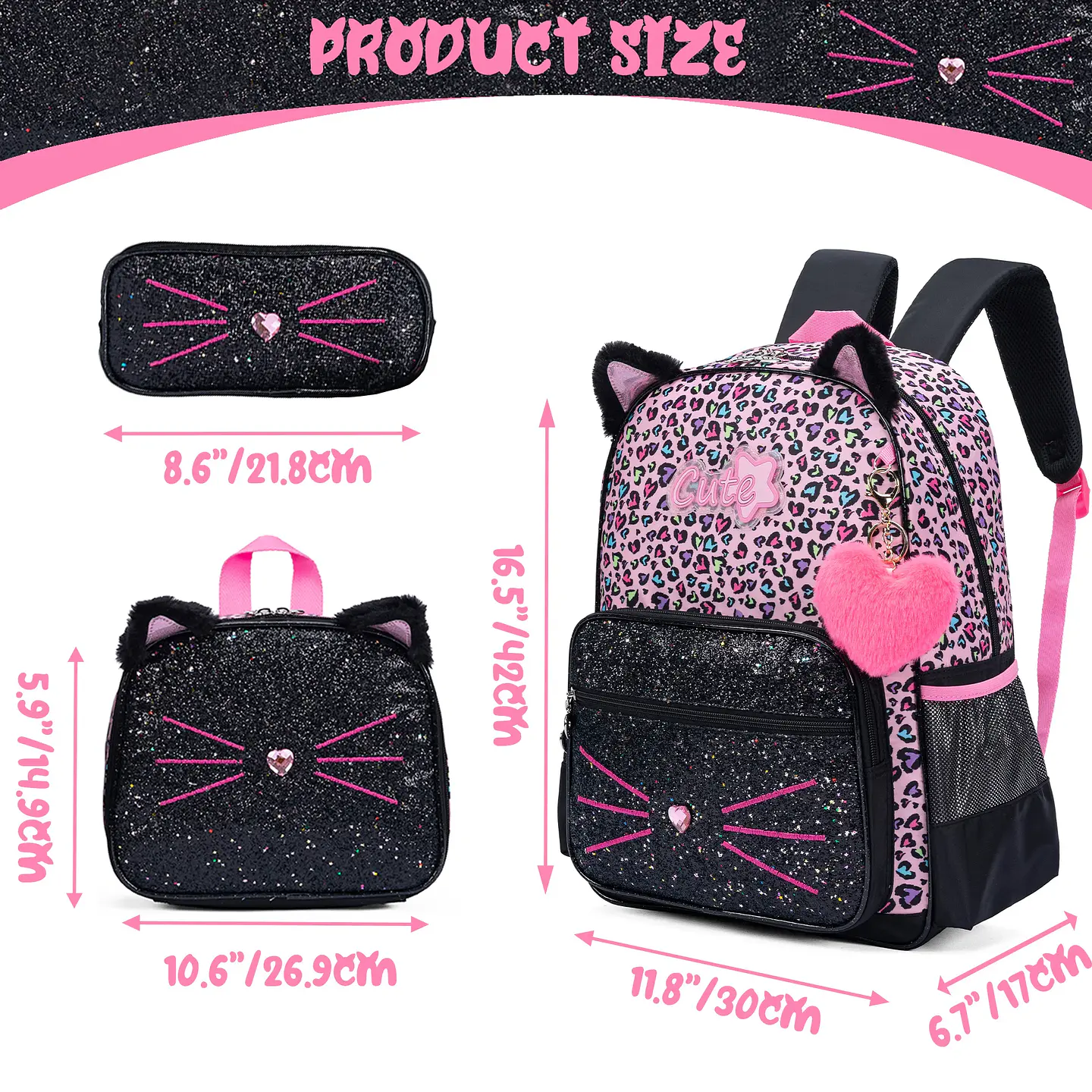 Aesthetic Girls Backpack Set – Lunch Box & Pencil 2