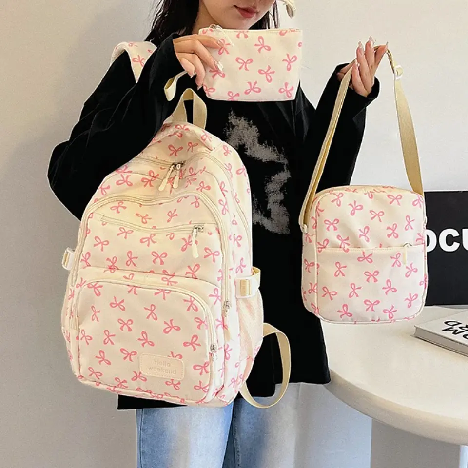 Bow Print Backpack Set – 3 Pieces 1