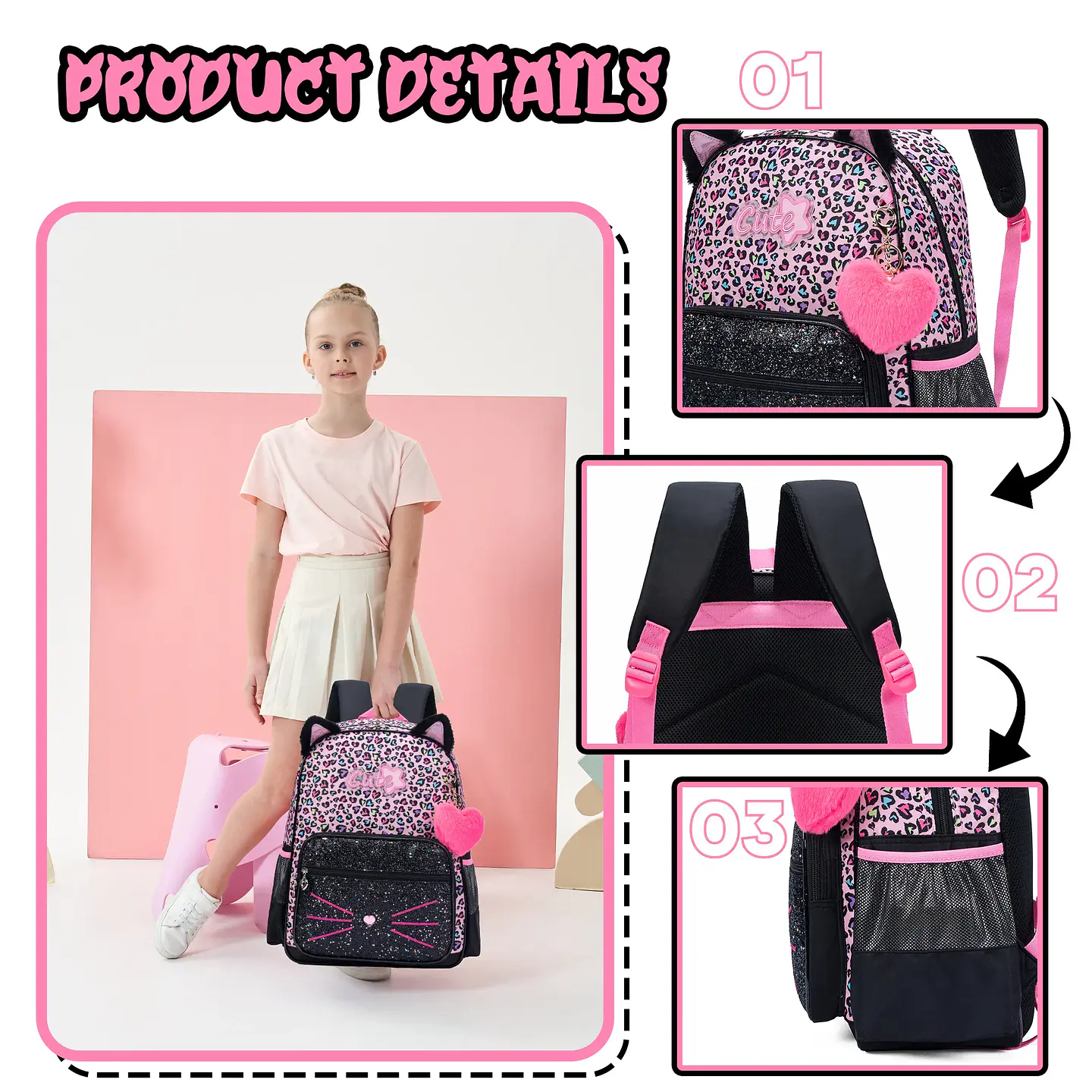 Aesthetic Girls Backpack Set – Lunch Box & Pencil 3