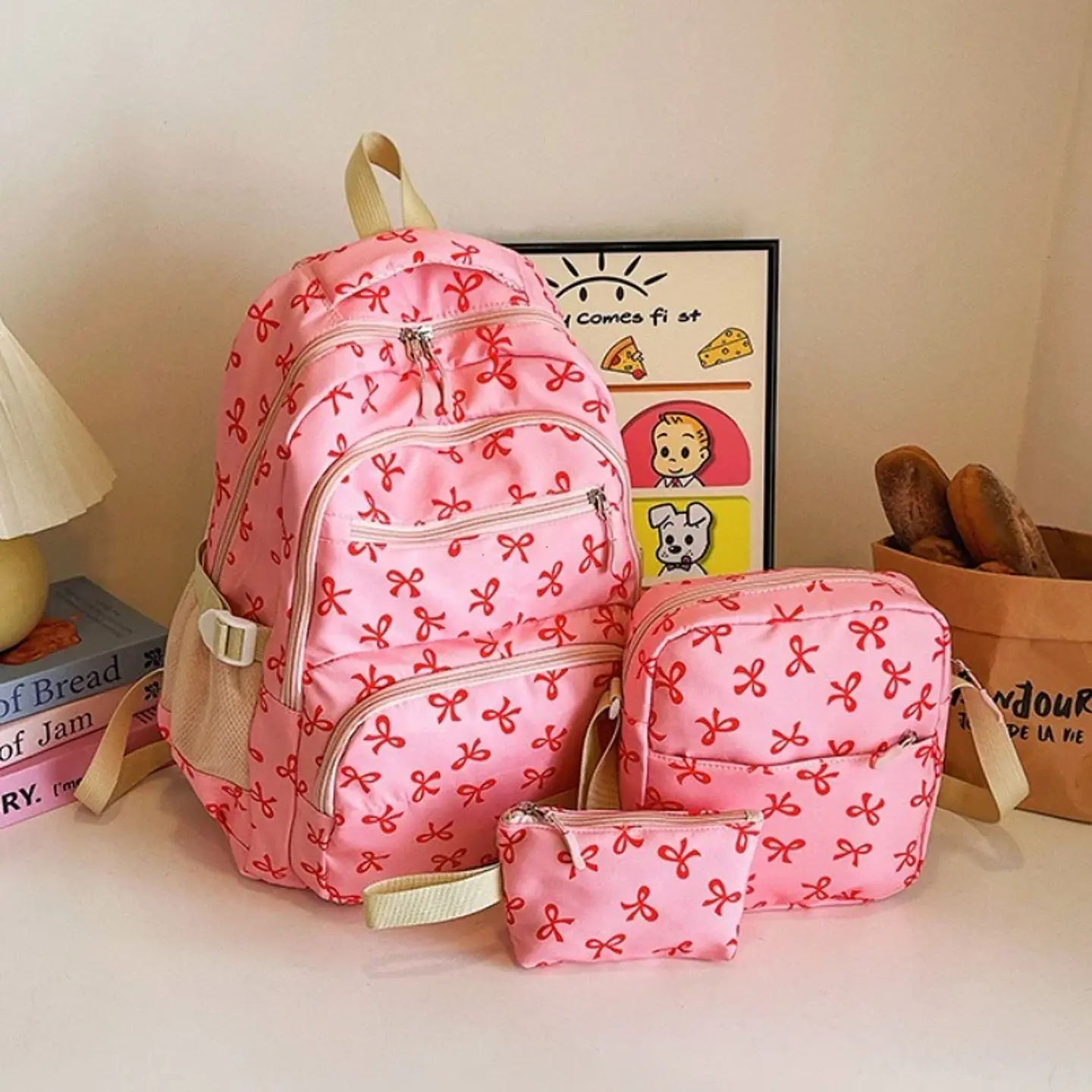 Bow Print Backpack Set – 3 Pieces 11