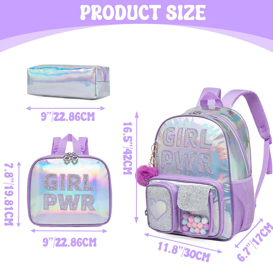 Aesthetic Girls Backpack Set – Lunch Box & Pencil 10