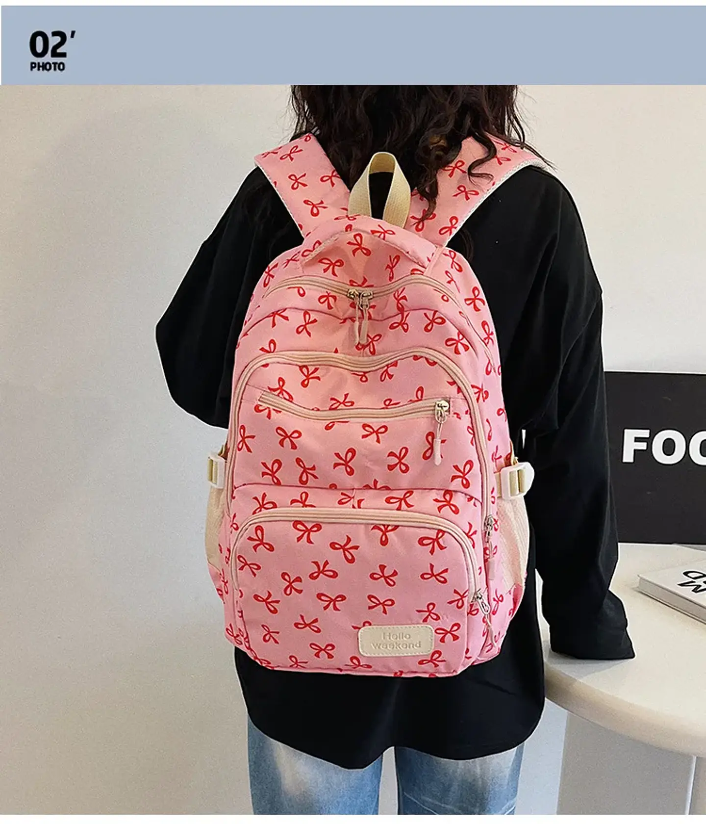 Bow Print Backpack Set – 3 Pieces 15
