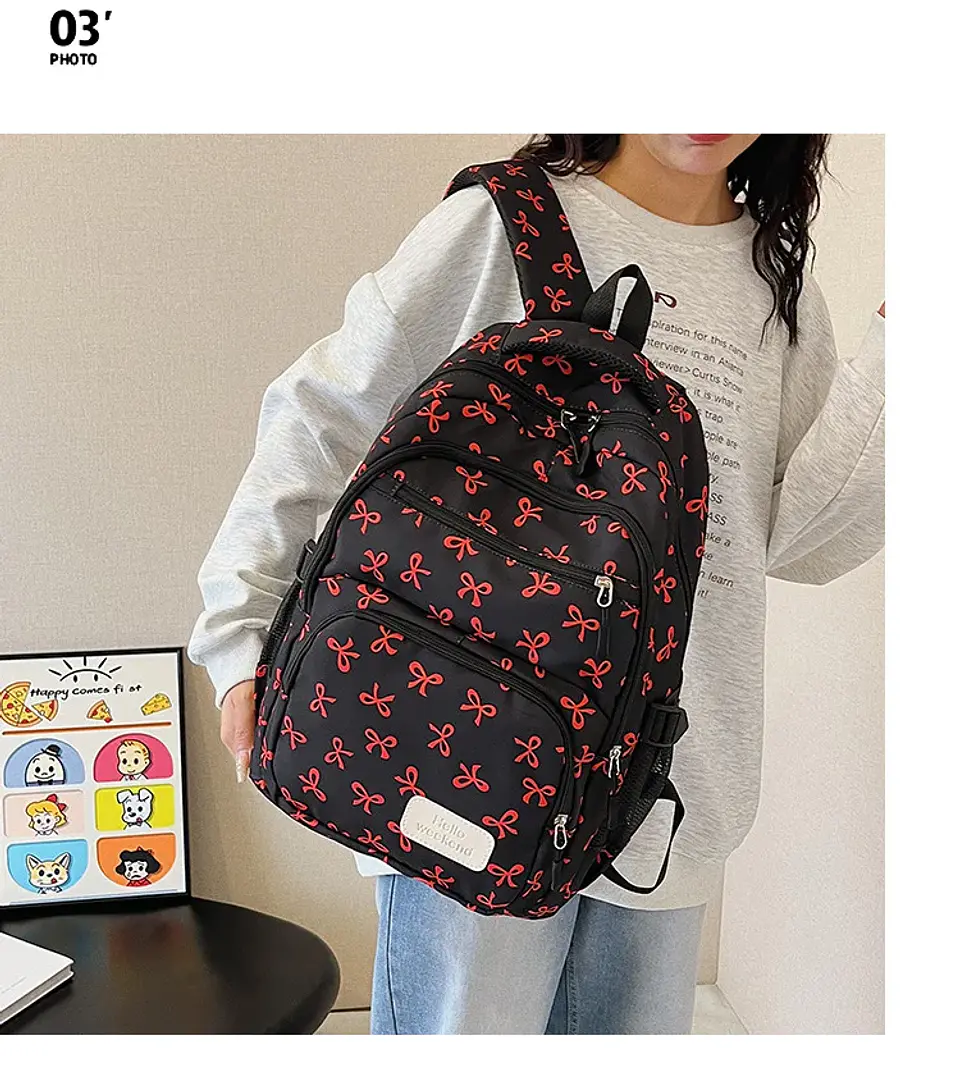 Bow Print Backpack Set – 3 Pieces 16
