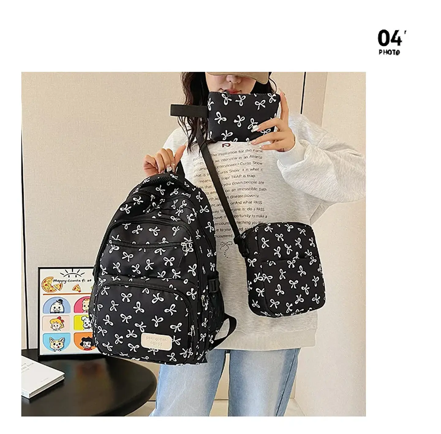 Bow Print Backpack Set – 3 Pieces 17