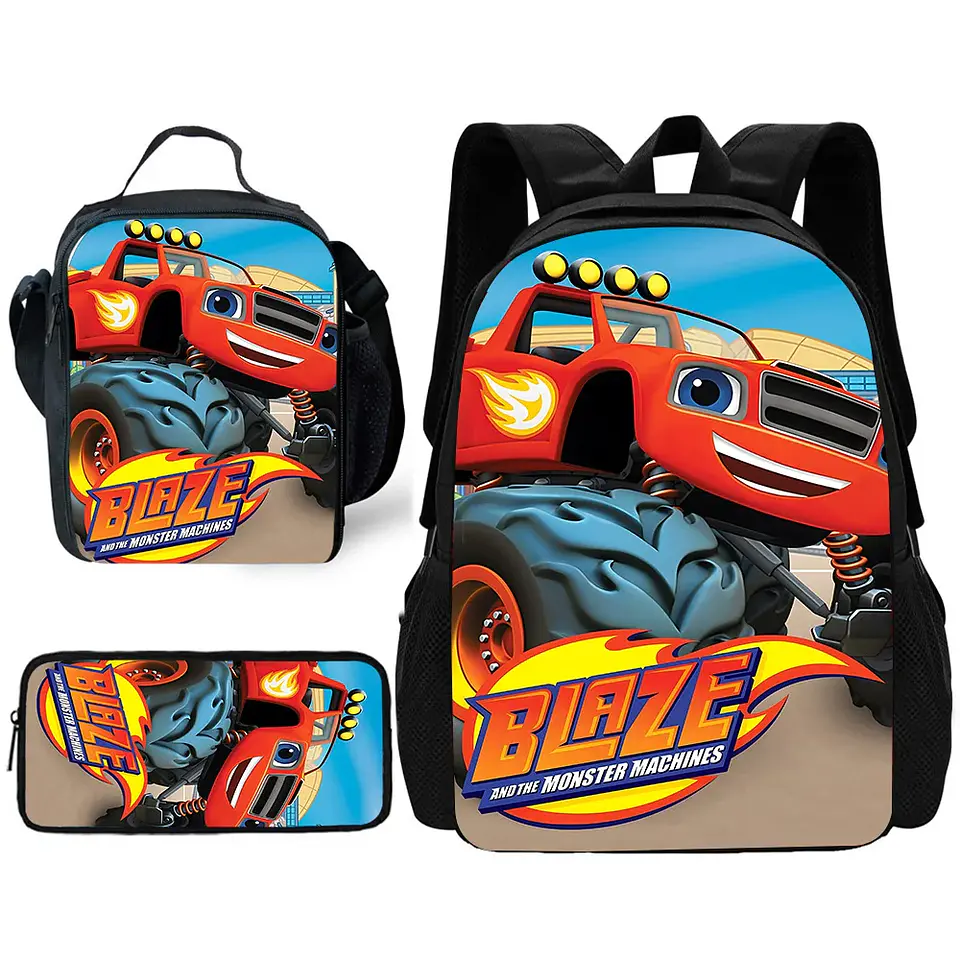 Cartoon Vehicle Backpack Set – Lunch Bag & Pencil 22