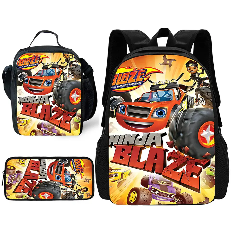 Cartoon Vehicle Backpack Set – Lunch Bag & Pencil 27