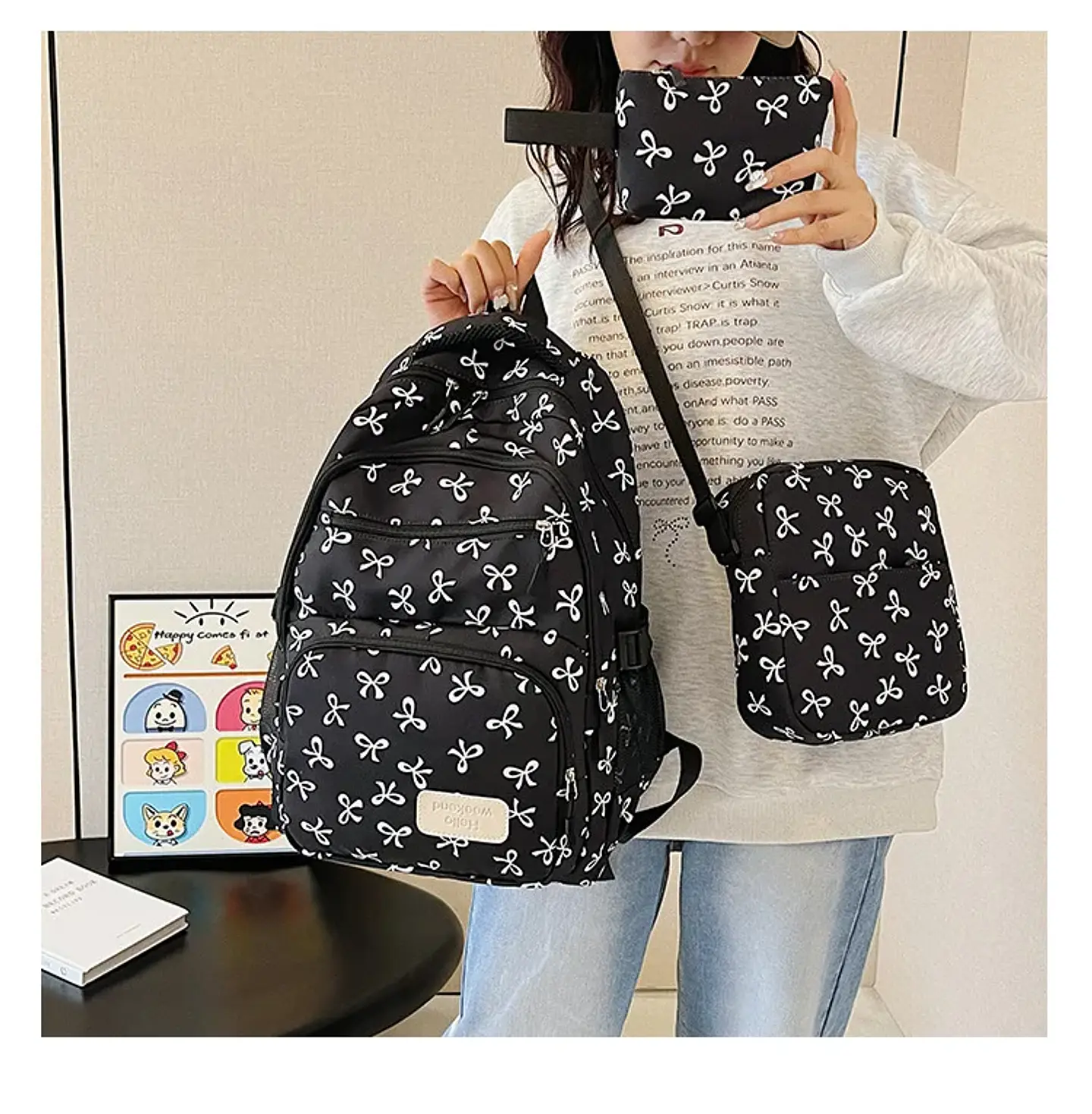 Bow Print Backpack Set – 3 Pieces 36