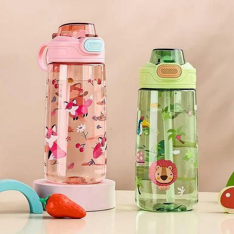 Cartoon Animal Water Bottle – Leak-Proof 550ml